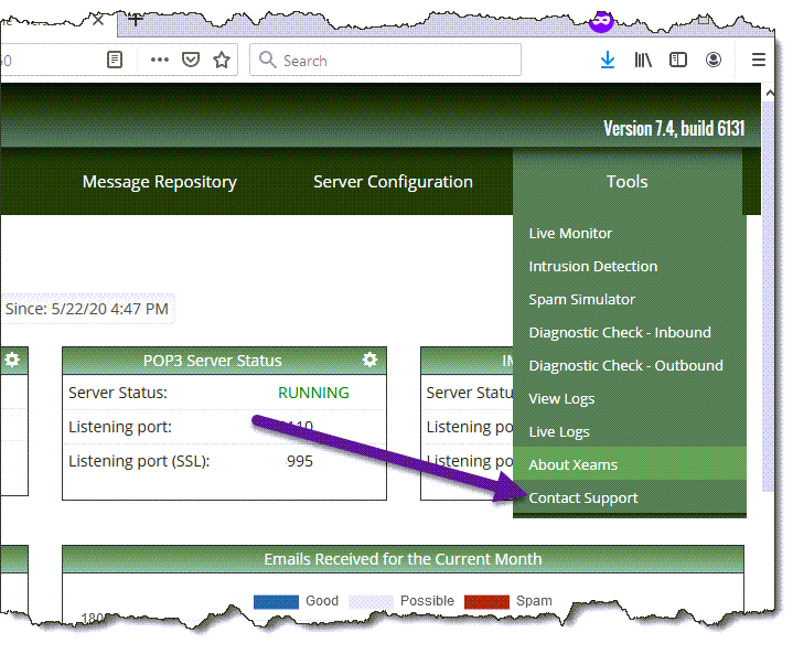 Xeams, how to monitor Xeams, self-hosted deployment with dedupe and offline copies